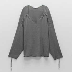 🔥MOVING SALE🔥NEW ZARA RUCHED KNIT Blouse Top S